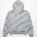 Zip hooodie bluza z kapturem z denimowymi naszywkami jeansowymi