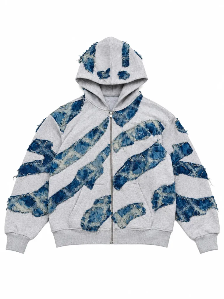 Caire fray zip hoodie gray